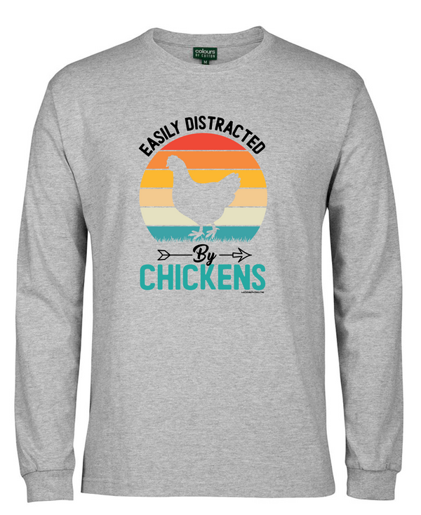 Easily distracted by chickens long sleeve tee shirt